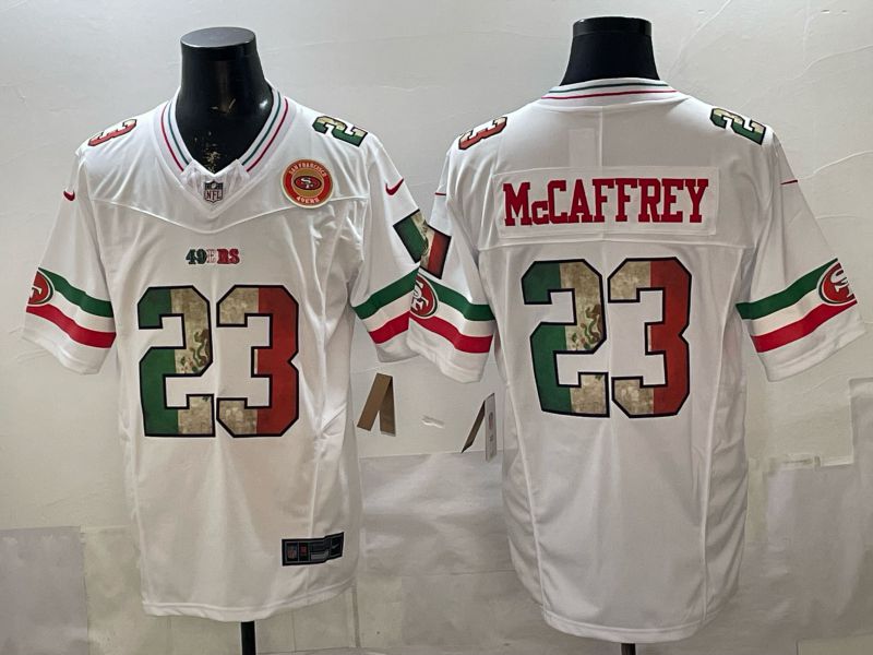Men 2026 San Francisco 49ers #23 Mccaffrey White three generations Nike Limited NFL Jersey style 0010